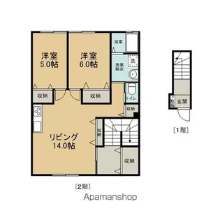 メープルハイツ若松C棟【2-1号室】の間取り
