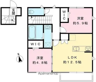 ユアメゾン美鈴園(ペット)【201号室号室】の間取り