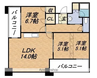 ラフィネタワー札幌南3条【7階】の間取り