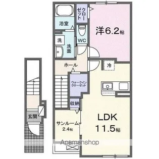 ル ボヌール三木Ⅶ【2階】の間取り
