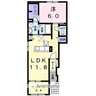 ソレイユB【1階】の間取り