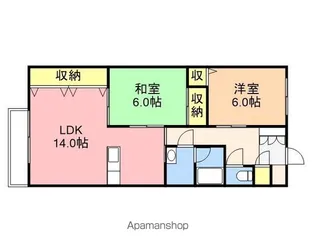 コーポ・ウィング【1階】の間取り