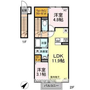 ナイス・ワン【202号室】の間取り