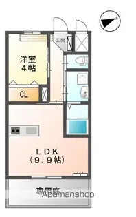 カーサブリランテ櫛原【1階】の間取り