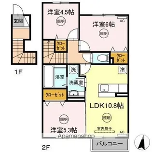 リーベクオーレ【2階】の間取り