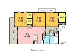 Raffina大濠【8階】の間取り