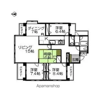 ロイヤルパレス上杉【3階】の間取り