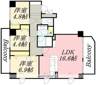 ガーデンテラス函館(GARDEN TERRACE 函館)【9階】の間取り