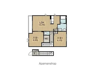 ブランシェアイリスA棟【102号室】の間取り