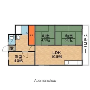 キッコーハイツ岡山手【3階】の間取り