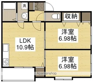 オアシス参番館【2階】の間取り