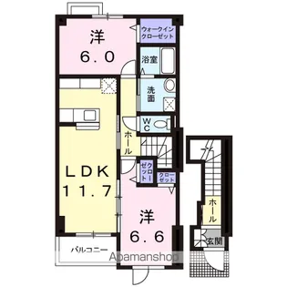 シエルブリュ B【2階】の間取り