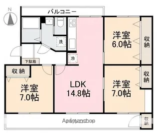 こぐまマンション屋島ⅢB【303号室】の間取り