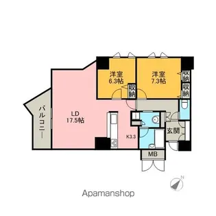 レジディアタワー中目黒【13階】の間取り