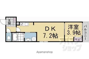 アドバンスコート四条堀川II【102号室】の間取り