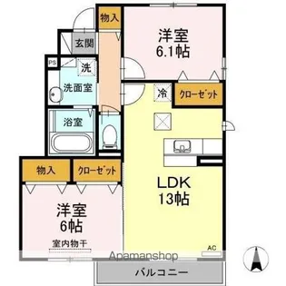 セジュール モンレーヴA棟【1階】の間取り