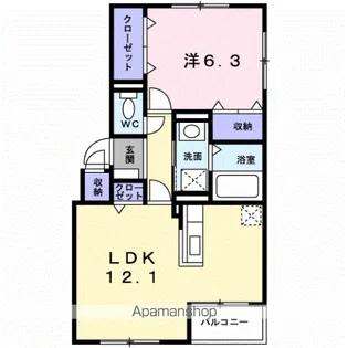 ジェルメ本町【1階】の間取り