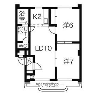 ノースリバーマンション【2階】の間取り