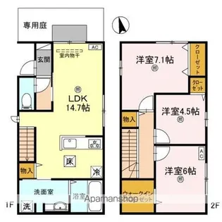 滋賀県大津市大萱2丁目【テラスハウス】の間取り