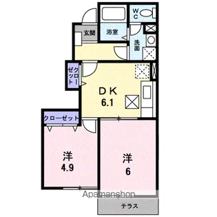 グランデール花宗 壱番館【1階】の間取り