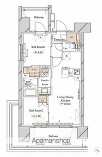 ブランシエスタ新丸子リバーフロント【9階】の間取り