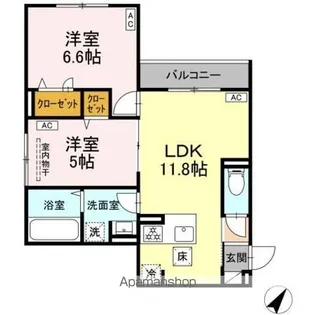 セレスティア細田B【1階】の間取り