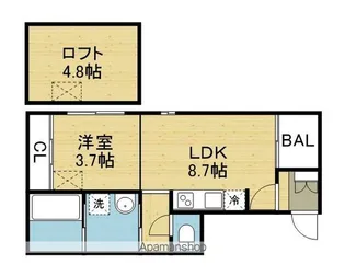 レーヌデプレ桃谷【1階】の間取り