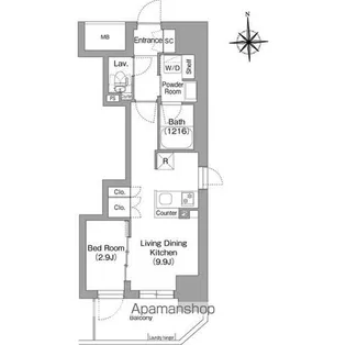 コンフォリア・リヴ博労町一丁目Q【3階】の間取り