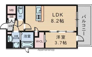 プランドール新北野【2階】の間取り