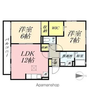岡山県岡山市北区田中【アパート】の間取り