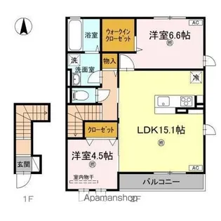 サンライズヤマダ A棟【A203号室】の間取り