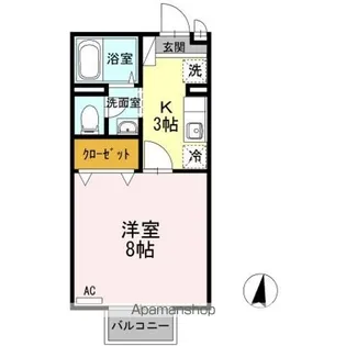 シャルム B棟【201号室】の間取り