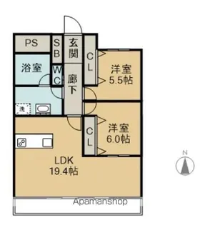 レジデンスタツミ2番館【402号室】の間取り