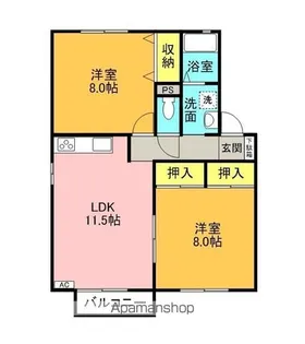 エトワールタテノ B棟【201号室】の間取り