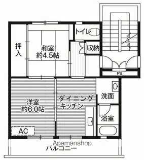 ビレッジハウス石岡1号棟【205号室】の間取り