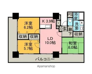 シャトーアトラス【405号室】の間取り
