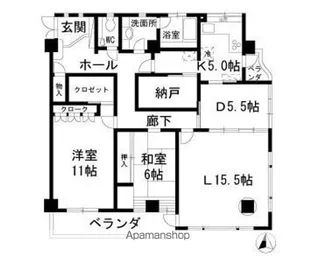 サニーコート平和【5階】の間取り