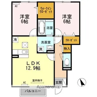 オーリー Aフラット【1階】の間取り
