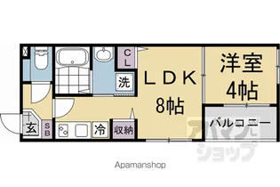 ムーンローズ椥辻【201号室】の間取り