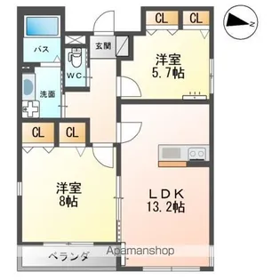 ドゥ・エスポワール【2階】の間取り