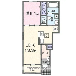 フルールドゥボヌールアオイ【1階】の間取り