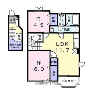 カーサ・カリーノ・ミヤクボ【2階】の間取り