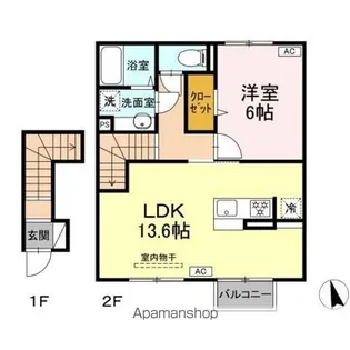 ラピルデ小原田【202号室】の間取り