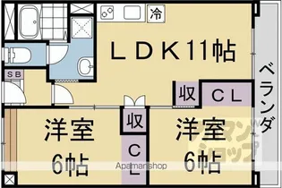 ベルヴィタウン京都伏見【9階】の間取り