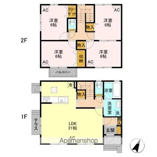 ガーデンヒルズ上所中 AB【A号室】の間取り
