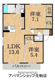 ウエストフィールドA棟【2階】の間取り
