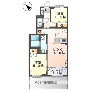 メゾン テ ヴェール【1階】の間取り