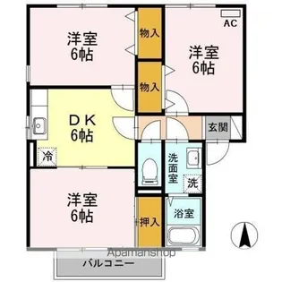 セジュールLIN A棟【2階】の間取り