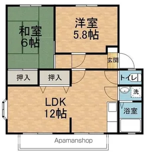 サンビレッジ豊科【A102号室】の間取り
