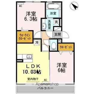 ライジングサン西宮 A棟【3階】の間取り